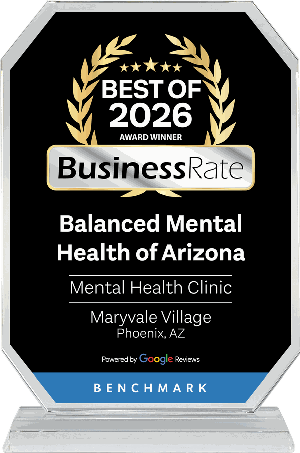 BusinessRate Best of 2026 award for Balanced Mental Health of Arizona, Phoenix.