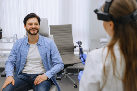 Man visiting medical office for checkup