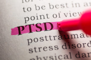 Post traumatic stress disorder (PTSD) highlighted with a marker.